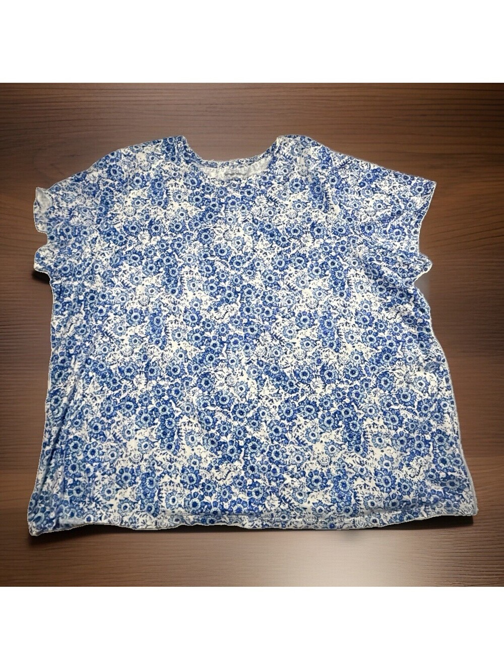 WOMAN WITHIN Plus Size Blouse 4XL - 34/36 - Floral Blue Top
